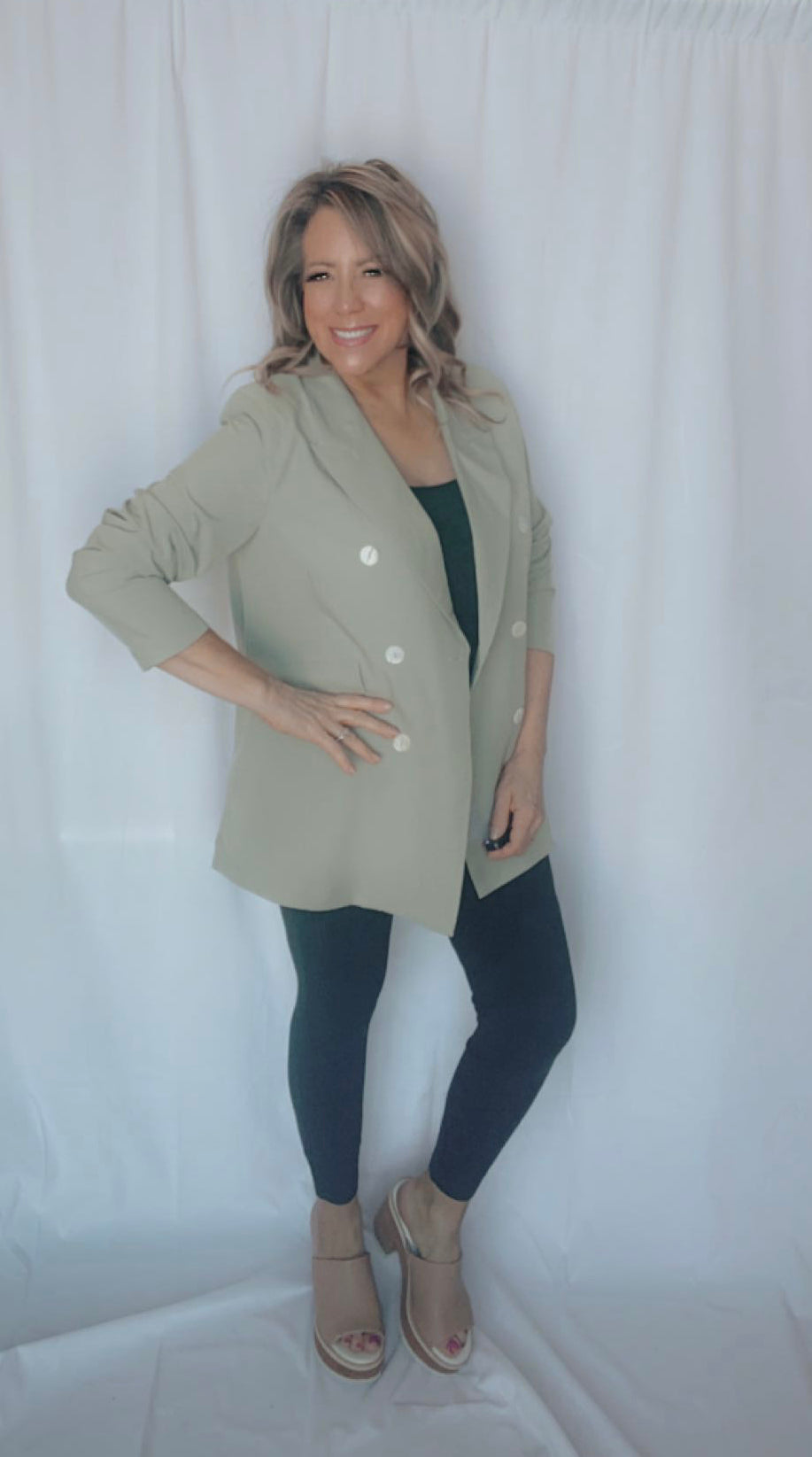 Sage Double Breast Blazer