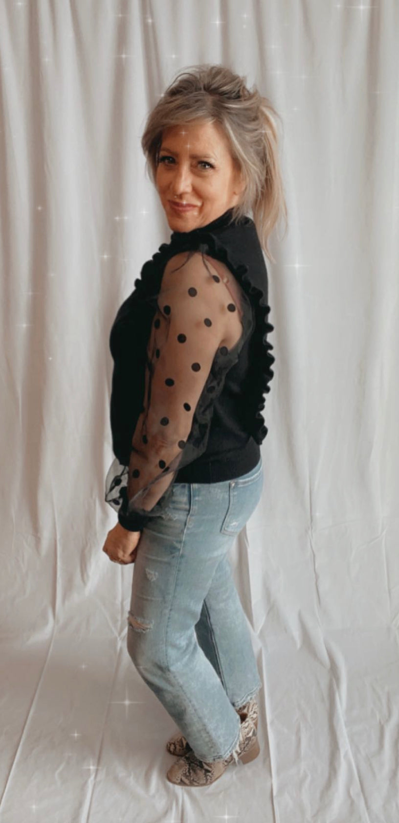 Polka Dot Sleeve Sweater