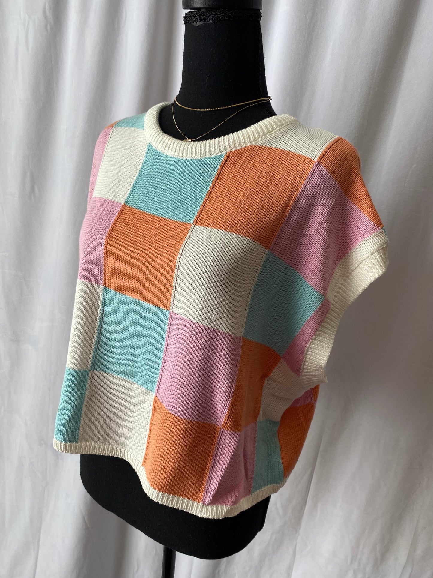 Sleeveless Color Blocked Sweater