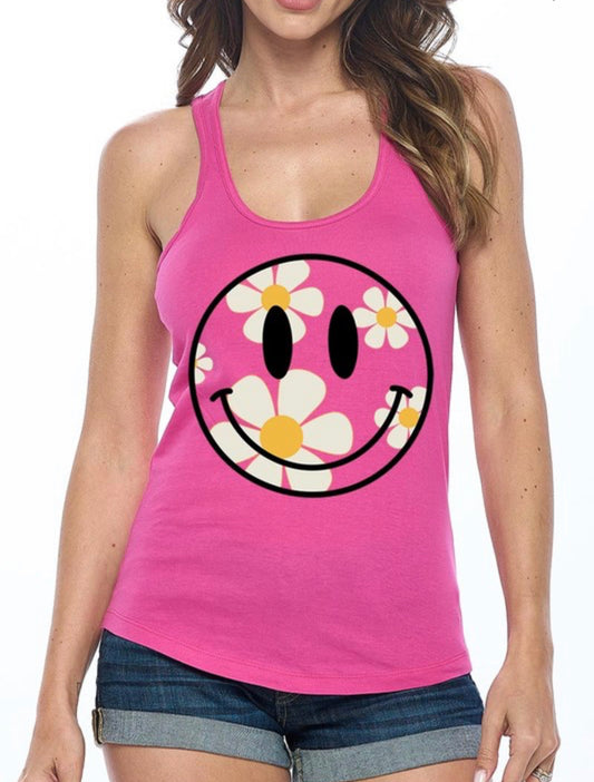 Daisy Smiley Racer Back Tank Top