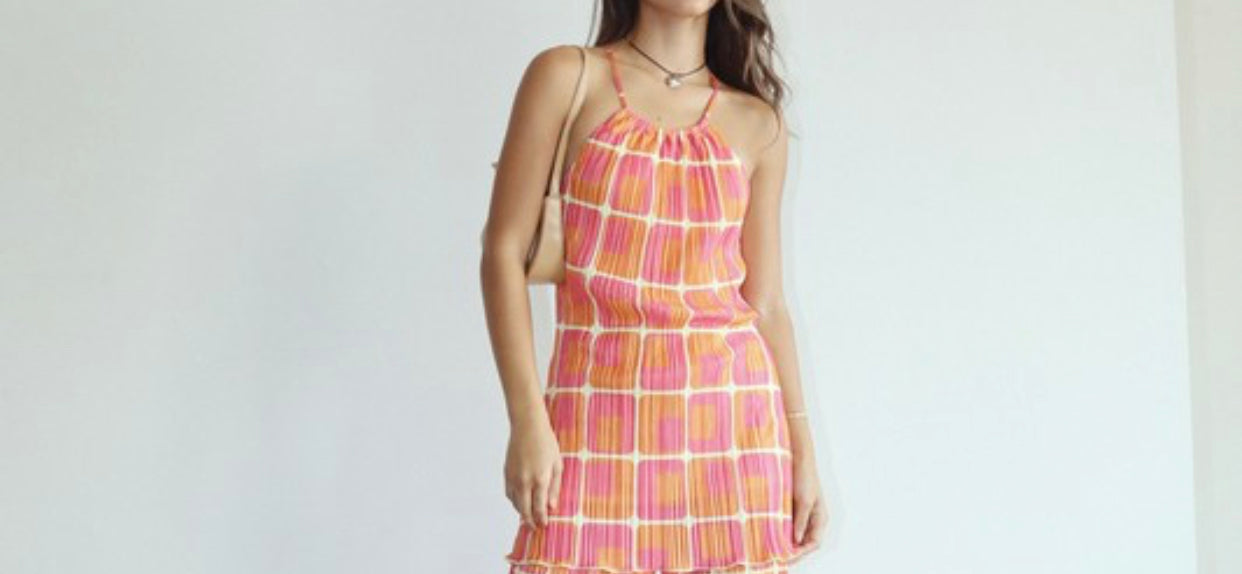 Retro Square Halter Dress