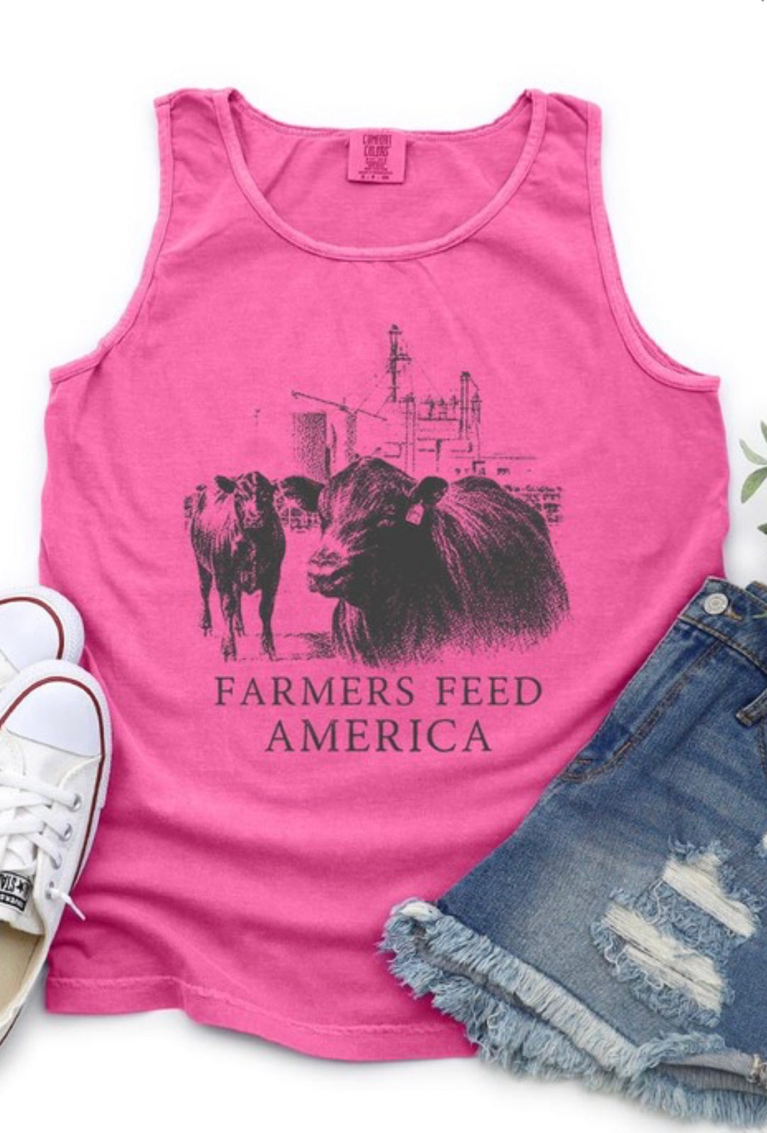 Neon Pink Farmer Tank Top