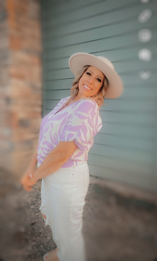 Lavender Print Top